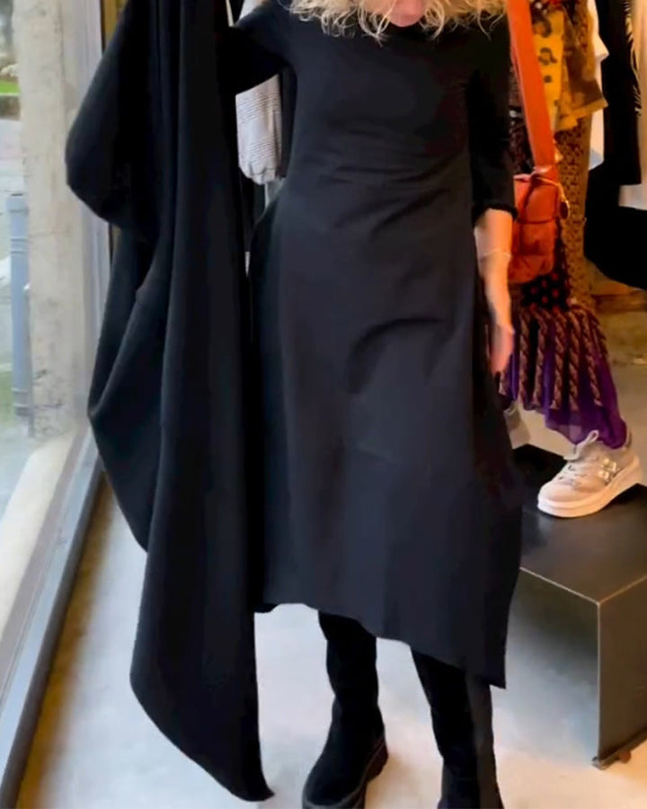 Eva™ - Abito Midi Nero con Tasche