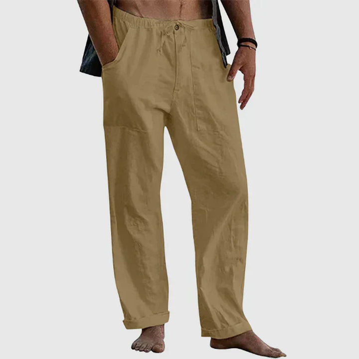 Pantaloni da spiaggia in lino larghi e stilosi per uomo.