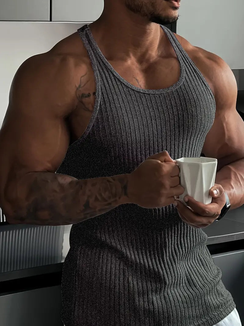 T-shirt da uomo senza maniche con scollo rotondo - perfetta per l'allenamento e con una vestibilità perfetta garantita