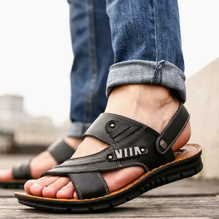 Nellio - Stylowe męskie skórzane sandały w vintage'owym stylu zapewniające elegancki komfort
