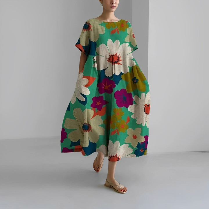 Genova™️ - Abito con Fantasia Floreale Boho