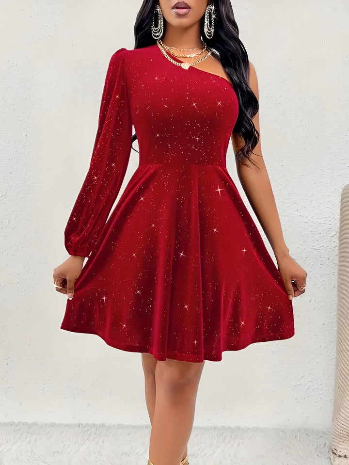 Charlotta - Elegante Abito a Manica Unica con Rouches per un Aspetto Chic
