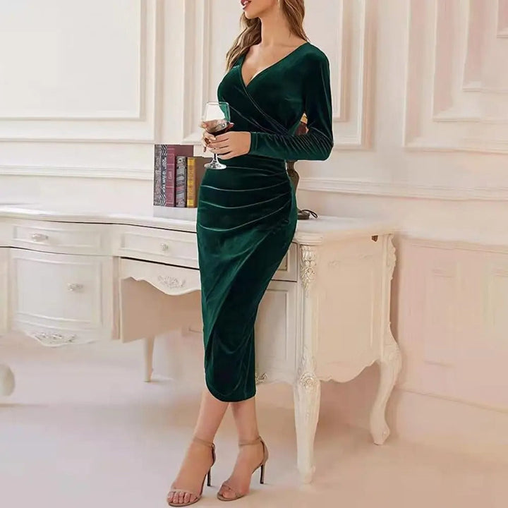 <HTML>Lizza - Abito midi elegante con maniche lunghe e taglio raffinato per donne</HTML>
