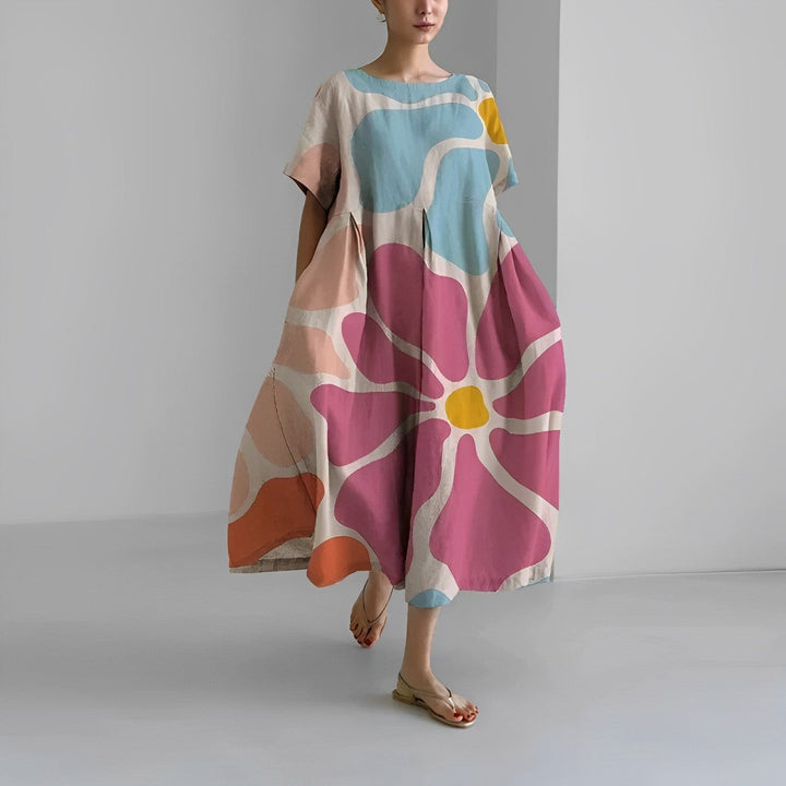 Genova™️ - Abito con Fantasia Floreale Boho
