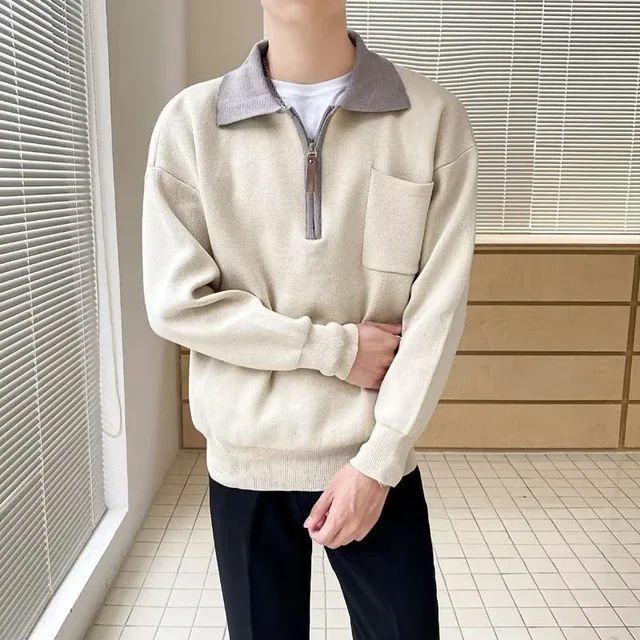 Esclusivo maglione da uomo con zip e colletto rovesciato: garantisce il massimo del comfort e dello stile