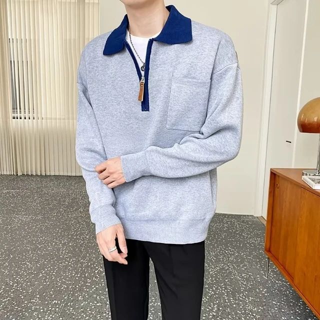 Esclusivo maglione da uomo con zip e colletto rovesciato: garantisce il massimo del comfort e dello stile