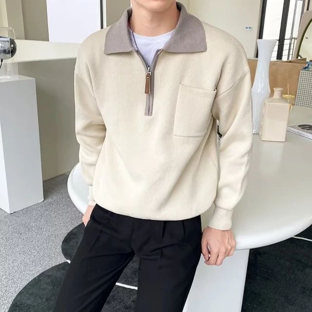 Esclusivo maglione da uomo con zip e colletto rovesciato: garantisce il massimo del comfort e dello stile