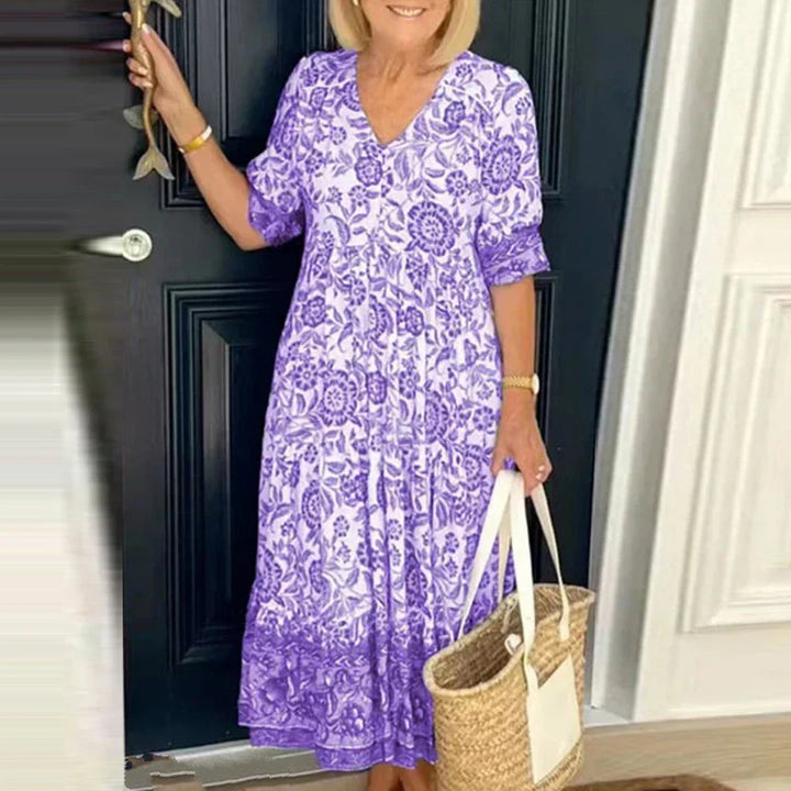 Elegante e confortevole abito boho da donna con scollatura a V