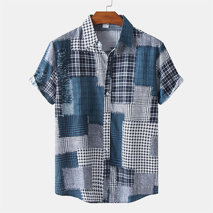 Elegante T-shirt da uomo a maniche corte con esclusiva stampa astratta retrò