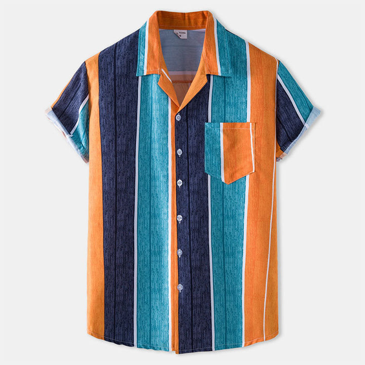 Elegante T-shirt da uomo a maniche corte in stile vintage, realizzata in cotone pregiato