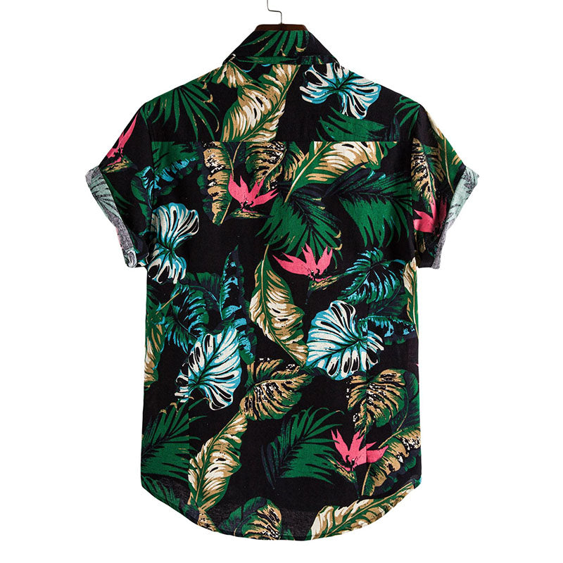 Elegante T-shirt da uomo a maniche corte con motivi floreali di tendenza, realizzata in cotone di alta qualità
