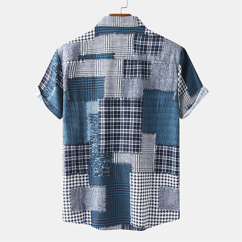 Elegante T-shirt da uomo a maniche corte con esclusiva stampa astratta retrò