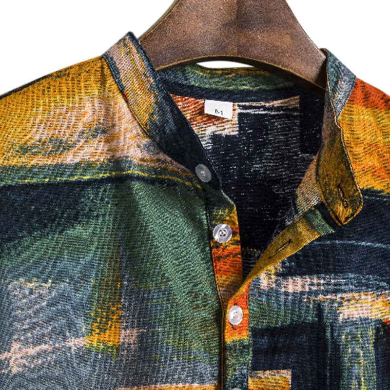 T-shirt da uomo elegantemente retrò con stampa moderna - una scelta comoda e alla moda