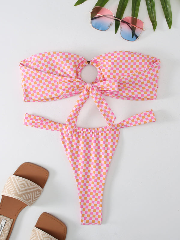 Mirana | Bikini senza spalline con dettaglio cut-out e stampa tropicale Gezellig per un look da spiaggia elegante