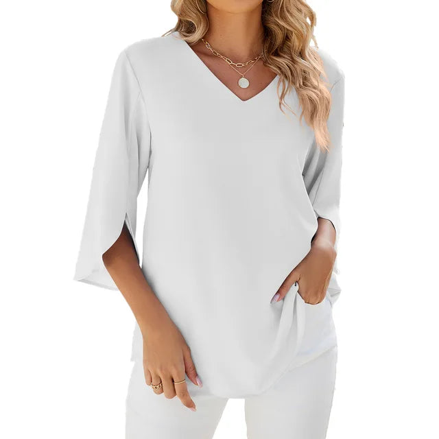 Blusa Elegante con Scollatura a V di Nimra