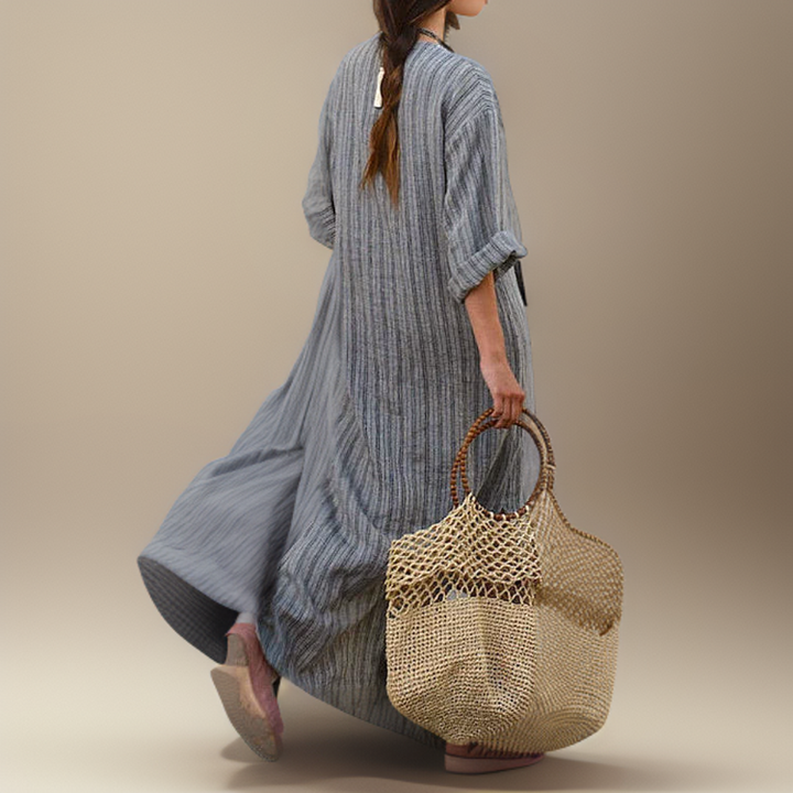 Elegante Lange Jurk met Praktisch Voorvak voor Dames - Parthenia