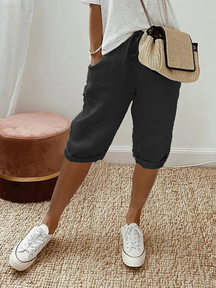 Elisabetta™ - Eleganti pantaloncini estivi da donna in cotone e lino, perfetti per le giornate calde