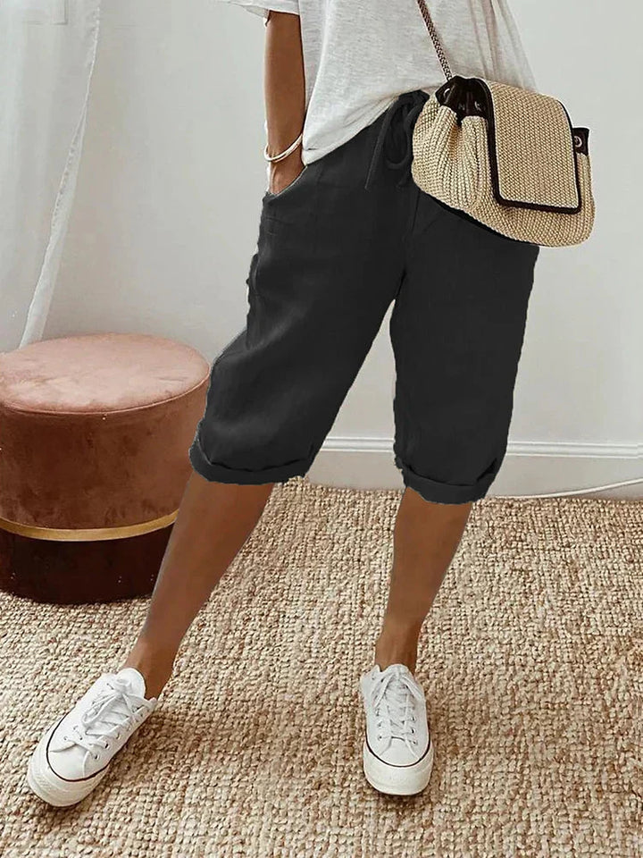 Elisabetta™ - Eleganti pantaloncini estivi da donna in cotone e lino, perfetti per le giornate calde