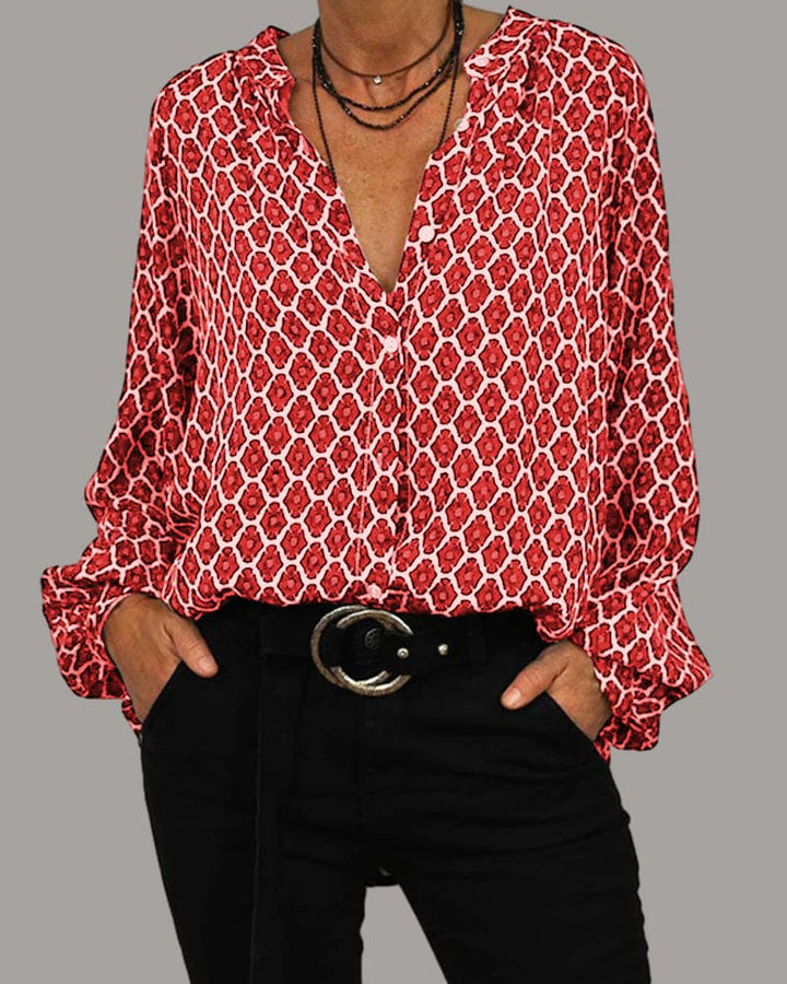 Luna - Trendy Boho Chic V-Hals Blouse voor een Stralende Lente