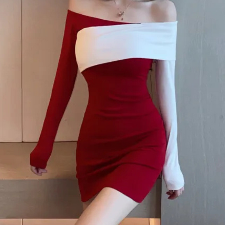 Sylvana - Stijlvolle Bodycon Mini Jurk met Eén Schouder voor een Verleidelijk Uiterlijk