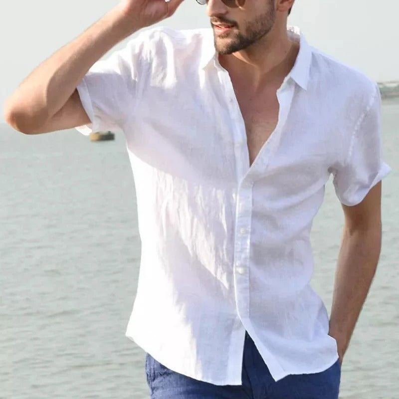 Camicia estiva da uomo leggera e ariosa in lino naturale, perfetta per le giornate calde