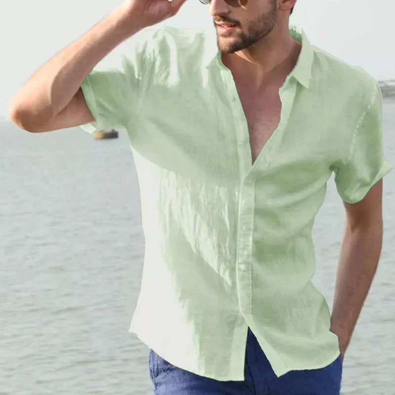 Camicia estiva da uomo leggera e ariosa in lino naturale, perfetta per le giornate calde