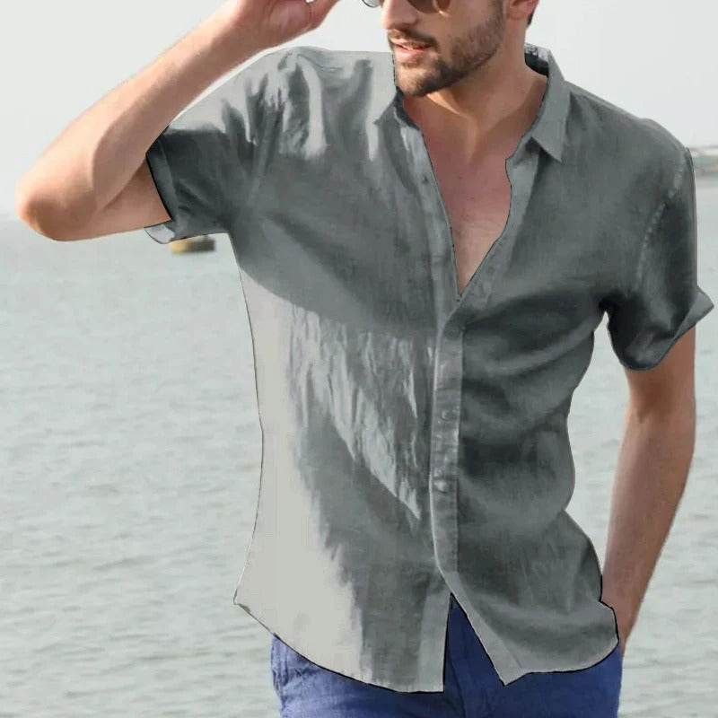 Camicia estiva da uomo leggera e ariosa in lino naturale, perfetta per le giornate calde