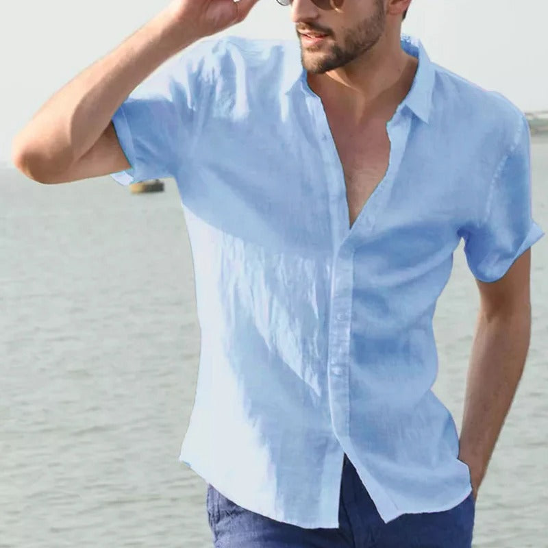 Camicia estiva da uomo leggera e ariosa in lino naturale, perfetta per le giornate calde