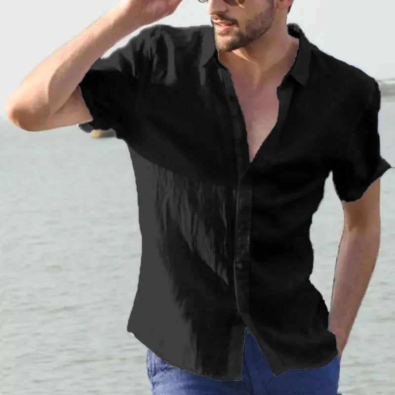 Camicia estiva da uomo leggera e ariosa in lino naturale, perfetta per le giornate calde