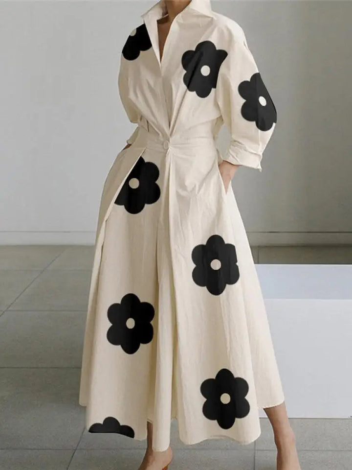<html>L'Elodie - Elegante Vestito Midi a Righe in Stampa Floreale per Donne</html>