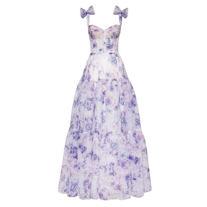 Eliora - Betoverende Bloemenjurk met Elegante Strikaccenten