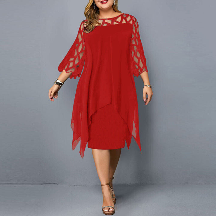 <html>
<p>Danica - Elegante abito da sera plus size con un overlay giocoso per un aspetto indimenticabile.</p>
</html>