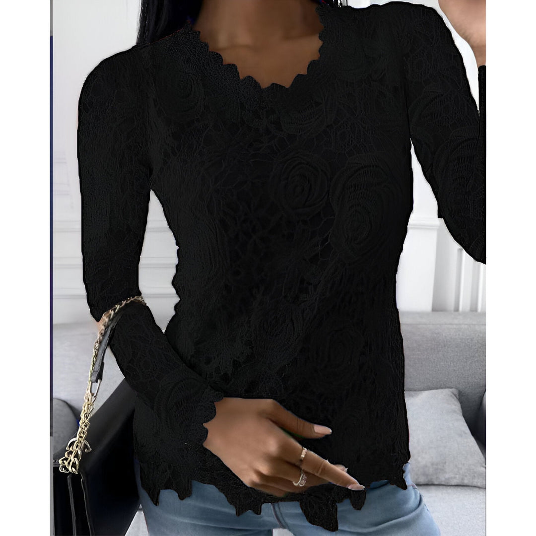 <p>Clarisse - Blusa Elegante con Maniche Lunghe e Raffinati Dettagli in Pizzo</p>