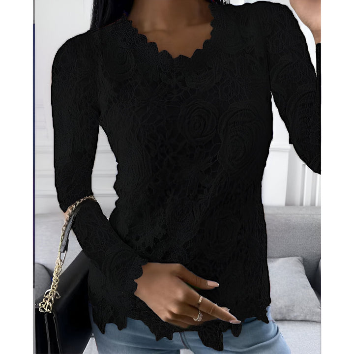 <p>Clarisse - Blusa Elegante con Maniche Lunghe e Raffinati Dettagli in Pizzo</p>