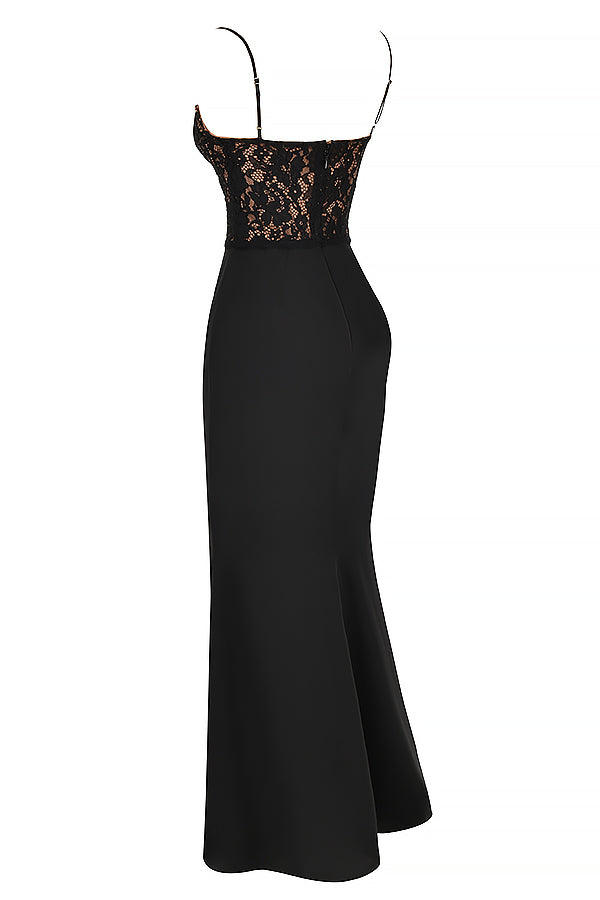 Veerle - Elegante Maxi-jurk met een Verfijnd Kanten Lijfje