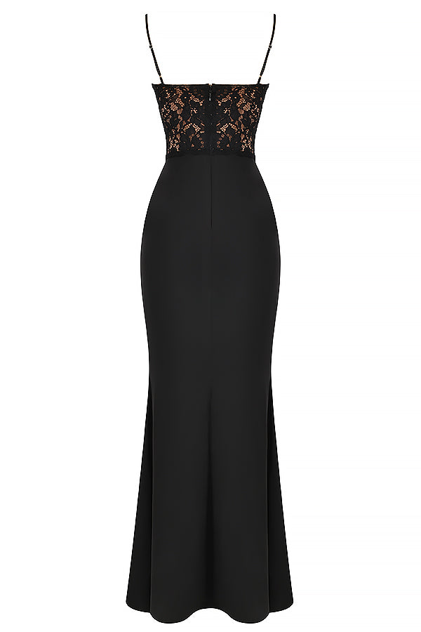 Veerle - Elegante Maxi-jurk met een Verfijnd Kanten Lijfje
