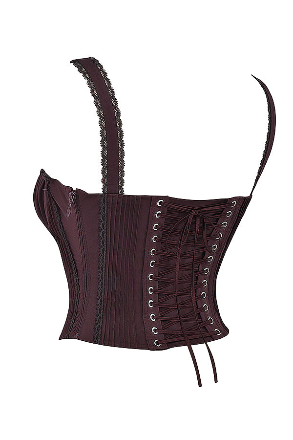 Grazina - Elegante Bruine Kanten Corset Top
