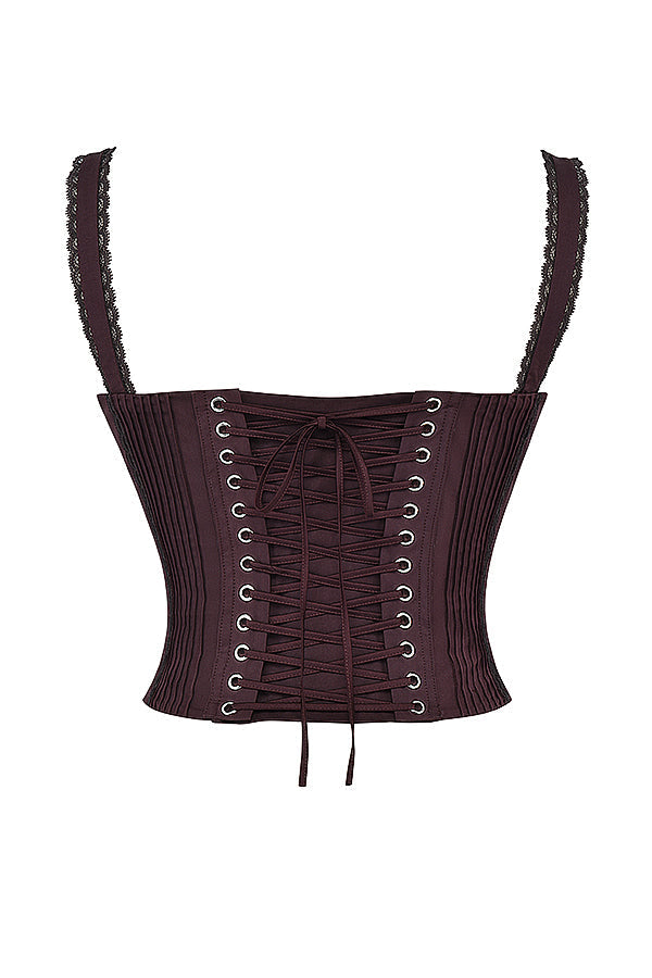 Grazina - Elegante Bruine Kanten Corset Top