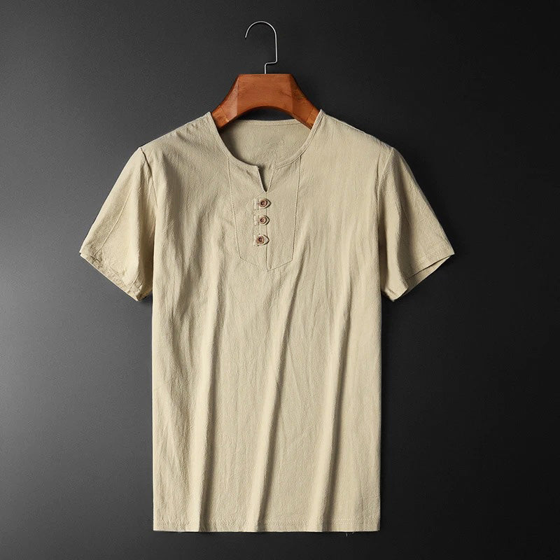 T-shirt termica Kolja da uomo per l'estate - misto cotone e lino leggero e traspirante per il massimo comfort