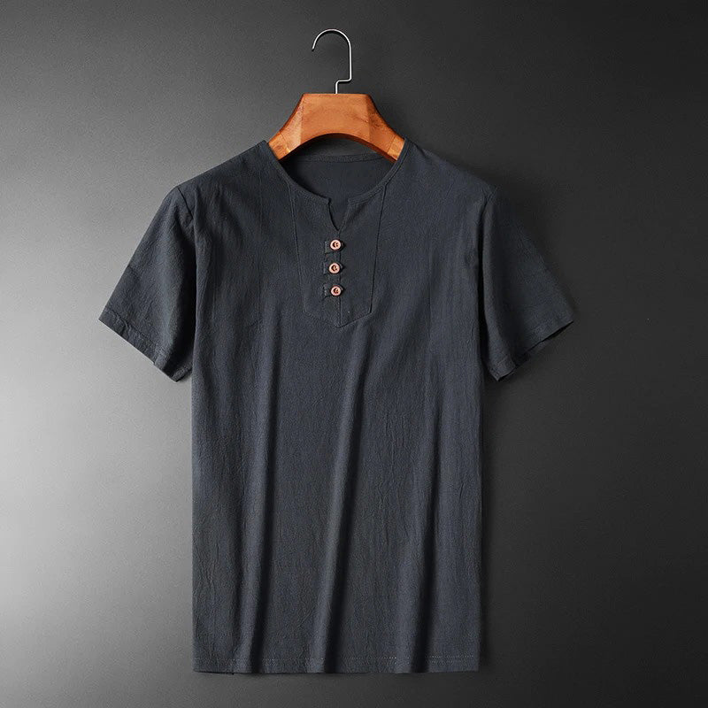 T-shirt termica Kolja da uomo per l'estate - misto cotone e lino leggero e traspirante per il massimo comfort