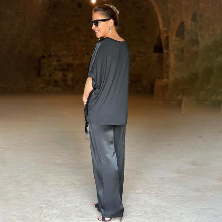 Pippa™ - Set pantalone lungo a mezza manica e scollo a V