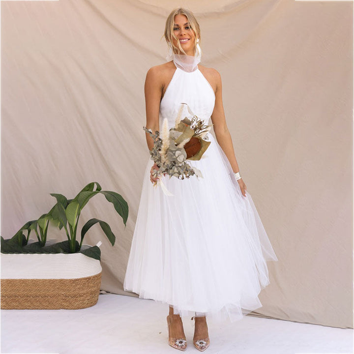 Elegante Maxi Halterjurk van Tule voor Bruiloften