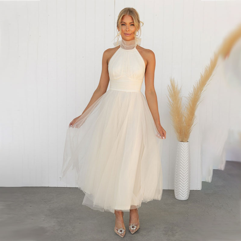 Elegante Maxi Halterjurk van Tule voor Bruiloften