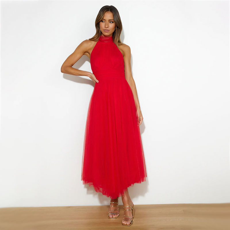 Elegante Maxi Halterjurk van Tule voor Bruiloften