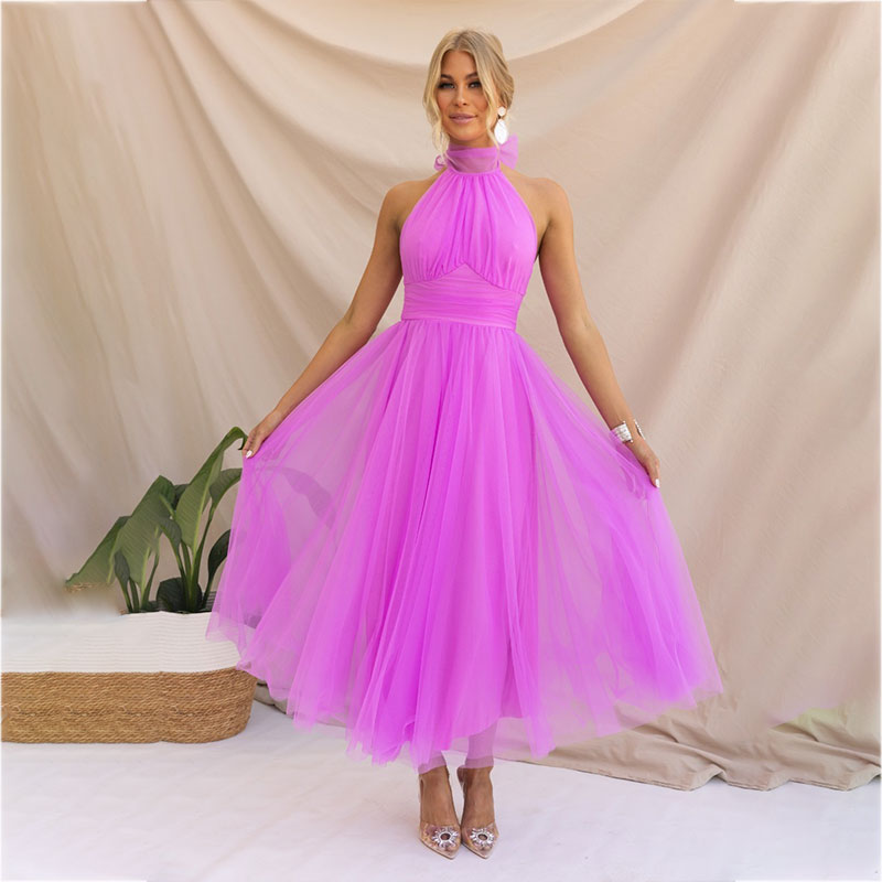 Elegante Maxi Halterjurk van Tule voor Bruiloften