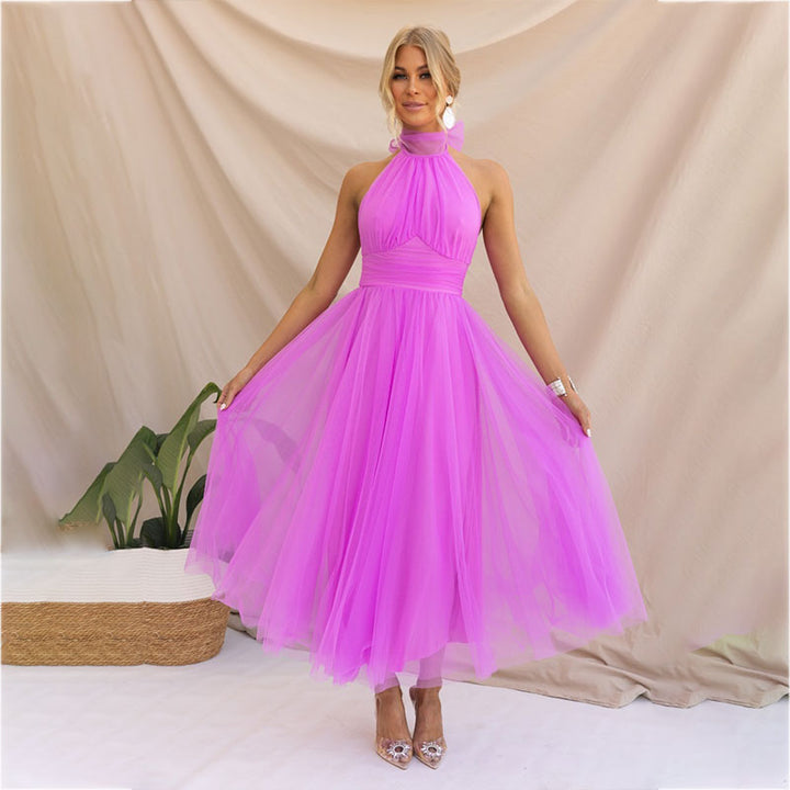 Elegante Maxi Halterjurk van Tule voor Bruiloften