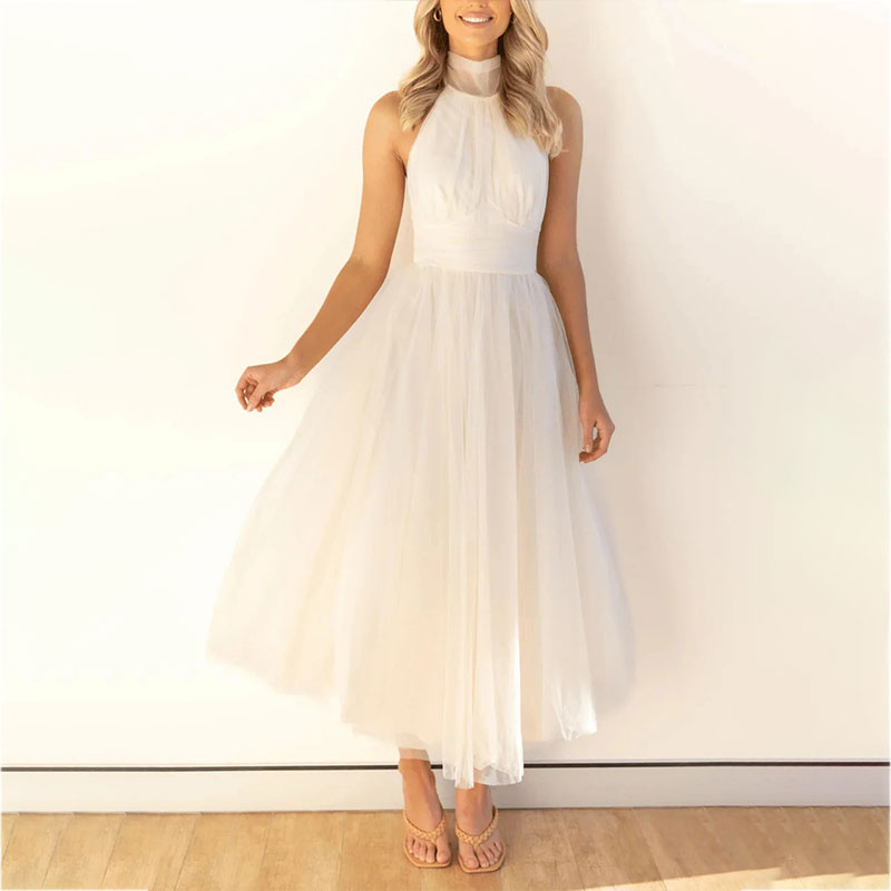 Elegante Maxi Halterjurk van Tule voor Bruiloften