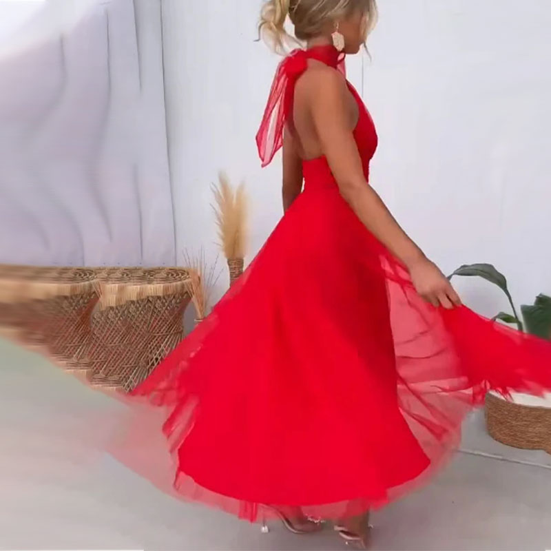 Elegante Maxi Halterjurk van Tule voor Bruiloften