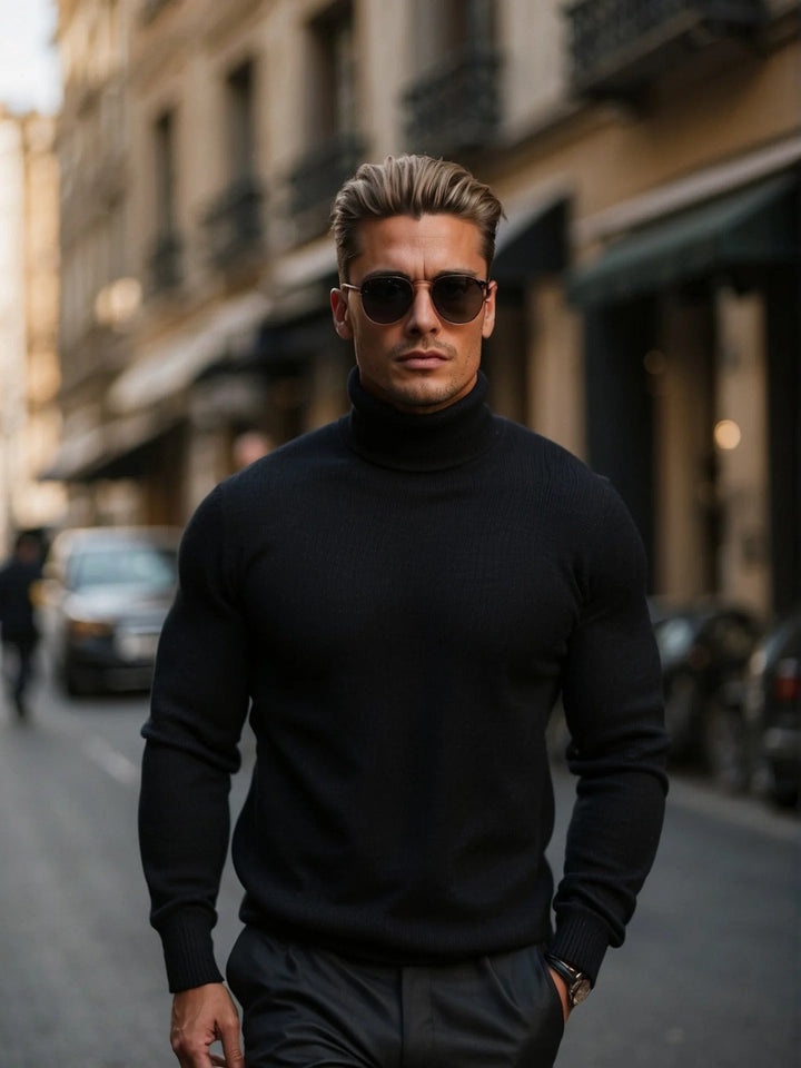 Esclusivo maglione dolcevita da uomo in cotone pregiato - eccezionalmente morbido e confortevole
