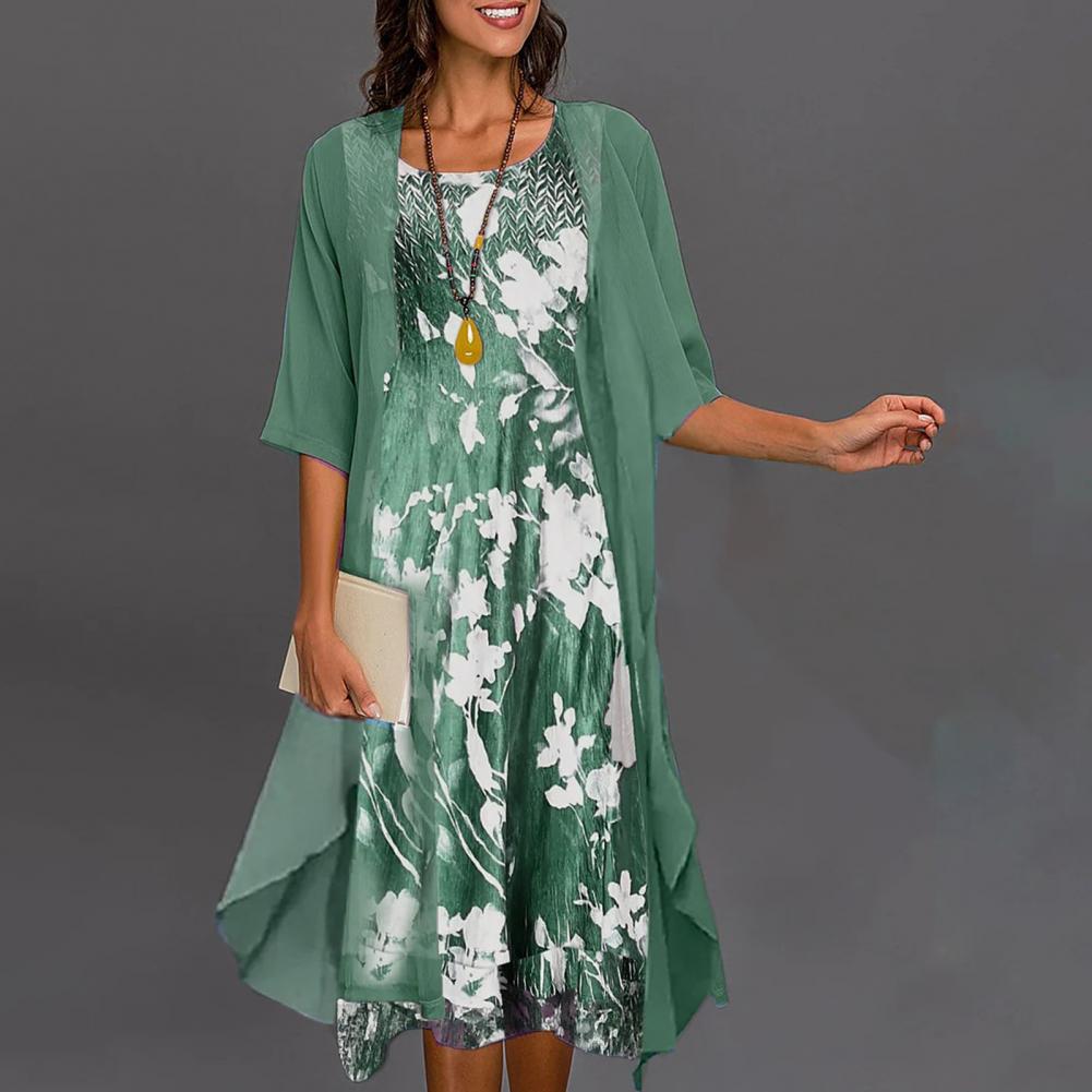 Elenna | Veste Midi Abito con Stampa Floreale Incantevole